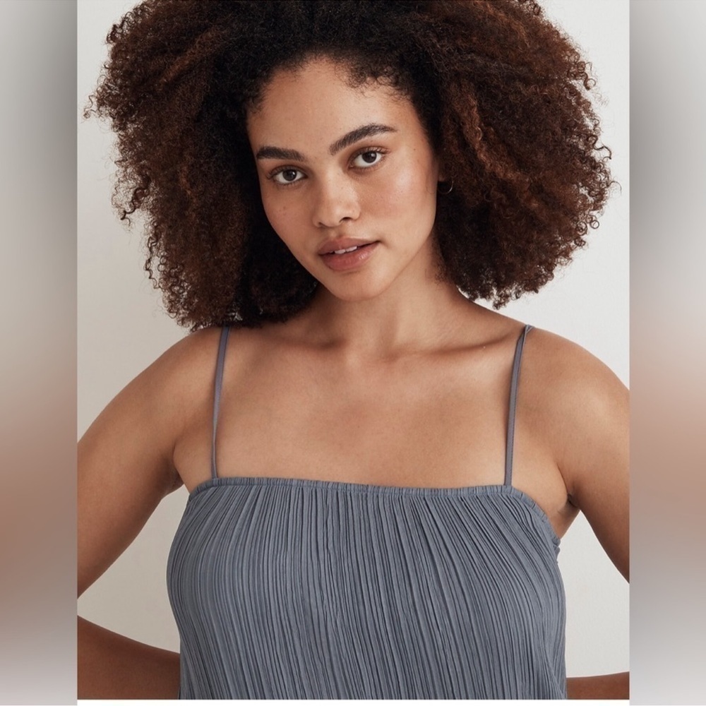 Madewell The Goldie Plissé midi teapot blue dress 6 - Picture 5 of 9